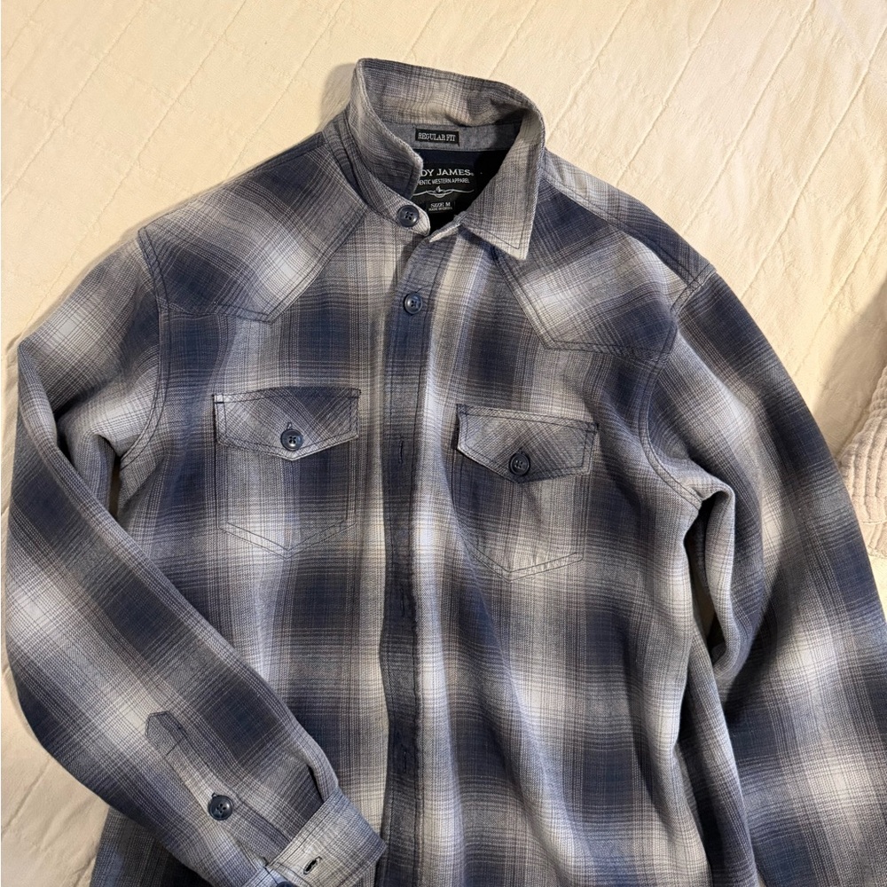Navy Plaid Men's Lined Jacket